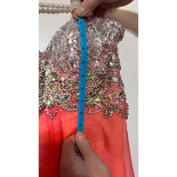 Blush Prom Coral Strapless Dress - Picture 5 of 9